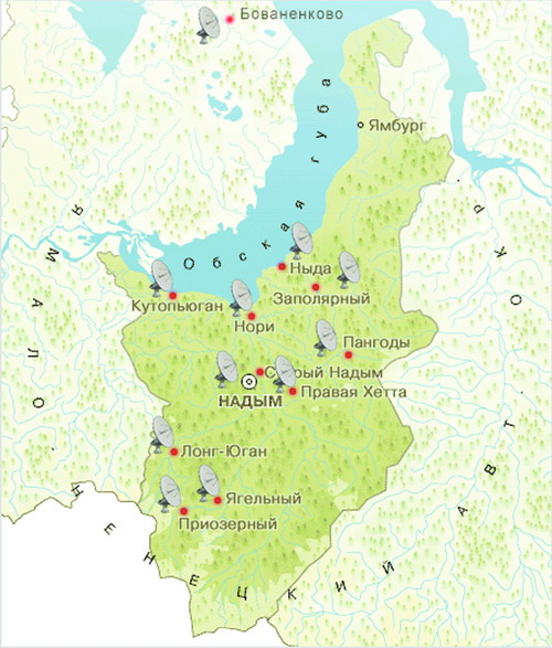Карта надымского района со спутника